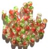 50 6mm Crackle Crystal/Strawberry/Lime
